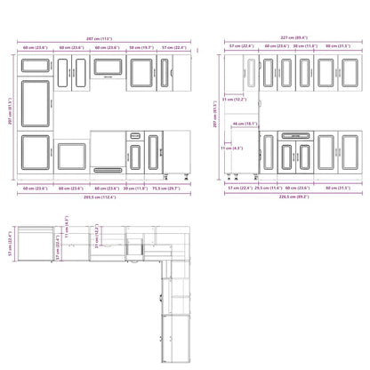 14 Piece Kitchen Cabinet Set Kalmar Sonoma Oak Engineered Wood