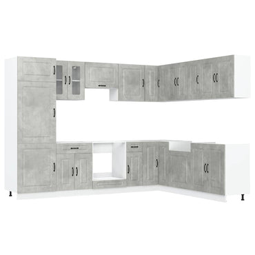 14 Piece Kitchen Cabinet Set Kalmar Concrete Grey Engineered Wood