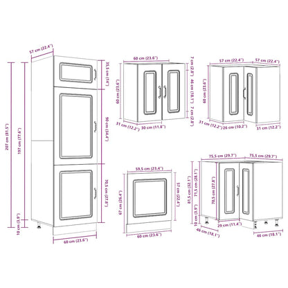 14 Piece Kitchen Cabinet Set Kalmar Concrete Grey Engineered Wood