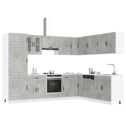 14 Piece Kitchen Cabinet Set Kalmar Concrete Grey Engineered Wood