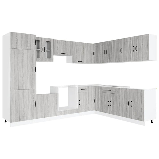14 Piece Kitchen Cabinet Set Kalmar Grey Sonoma Engineered Wood