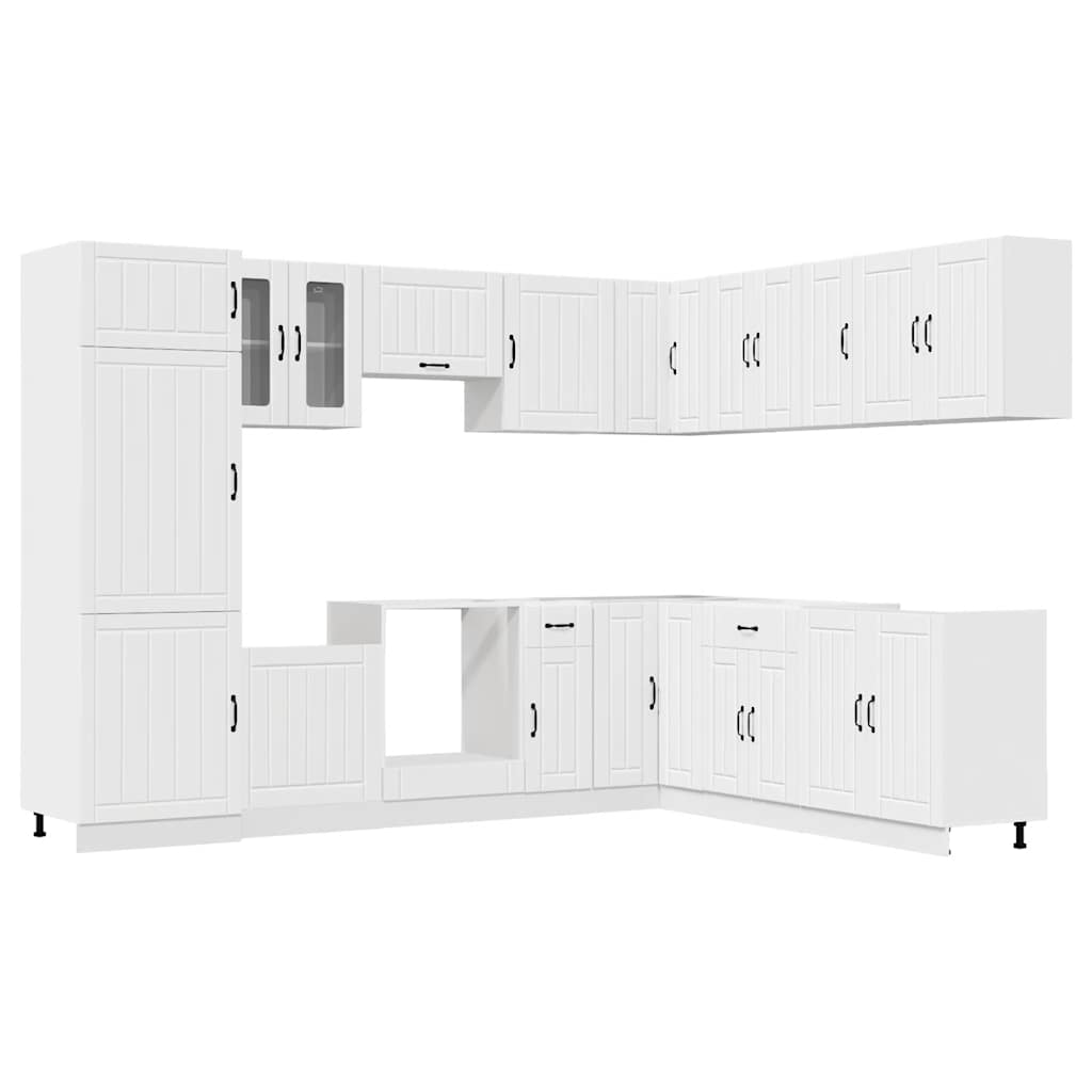 14 Piece Kitchen Cabinet Set Lucca White Engineered Wood