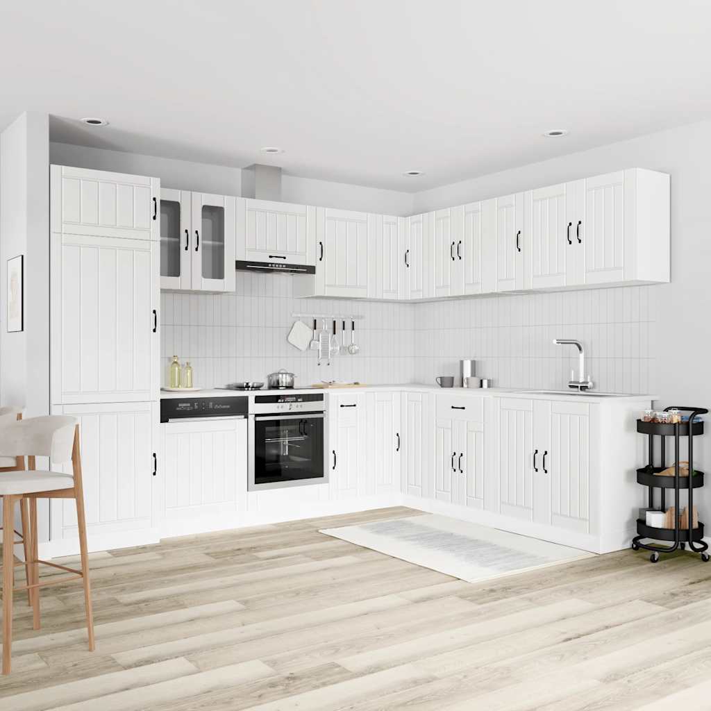 14 Piece Kitchen Cabinet Set Lucca White Engineered Wood