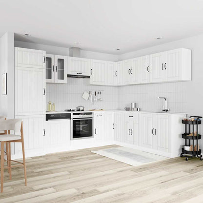 14 Piece Kitchen Cabinet Set Lucca White Engineered Wood