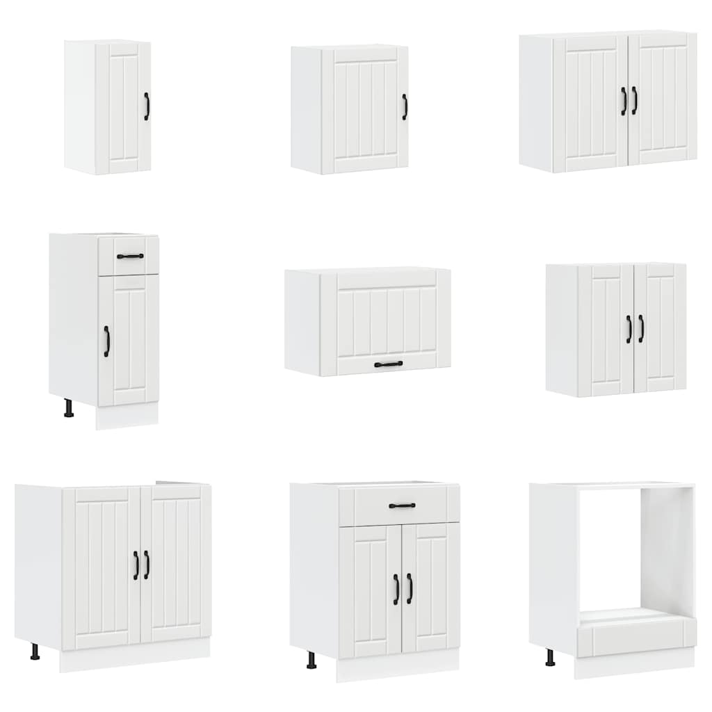 14 Piece Kitchen Cabinet Set Lucca White Engineered Wood