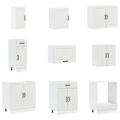 14 Piece Kitchen Cabinet Set Lucca White Engineered Wood