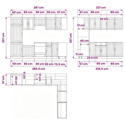 14 Piece Kitchen Cabinet Set Lucca White Engineered Wood