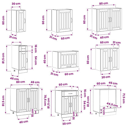 14 Piece Kitchen Cabinet Set Lucca White Engineered Wood