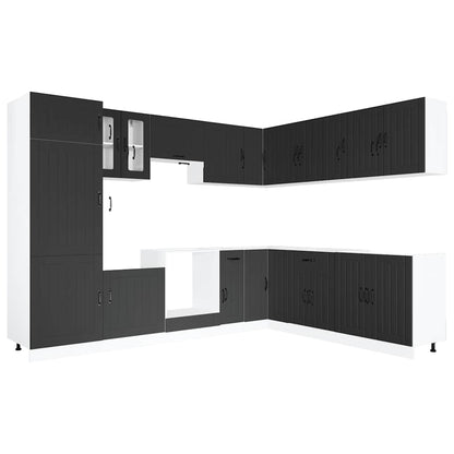 14 Piece Kitchen Cabinet Set Lucca Black Engineered Wood