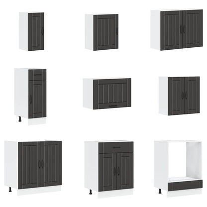 14 Piece Kitchen Cabinet Set Lucca Black Engineered Wood
