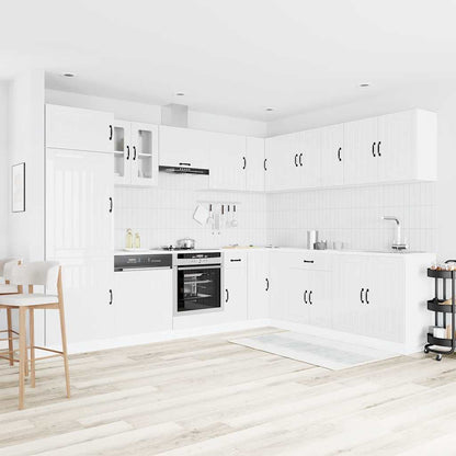 14 Piece Kitchen Cabinet Set Lucca Gloss White Engineered Wood