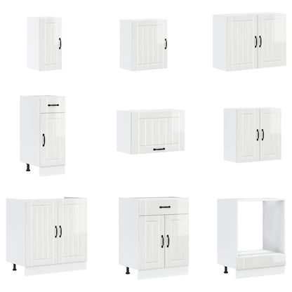 14 Piece Kitchen Cabinet Set Lucca Gloss White Engineered Wood