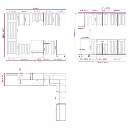 14 Piece Kitchen Cabinet Set Lucca Gloss White Engineered Wood