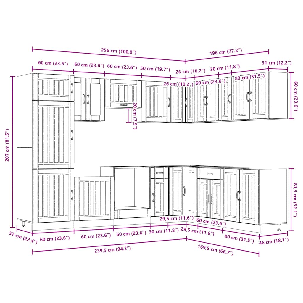 14 Piece Kitchen Cabinet Set Lucca Concrete Grey Engineered Wood