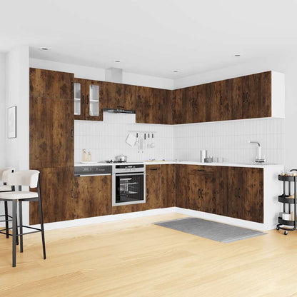 14 Piece Kitchen Cabinet Set Lucca Smoked Oak Engineered Wood