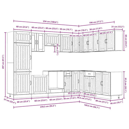 14 Piece Kitchen Cabinet Set Lucca Smoked Oak Engineered Wood