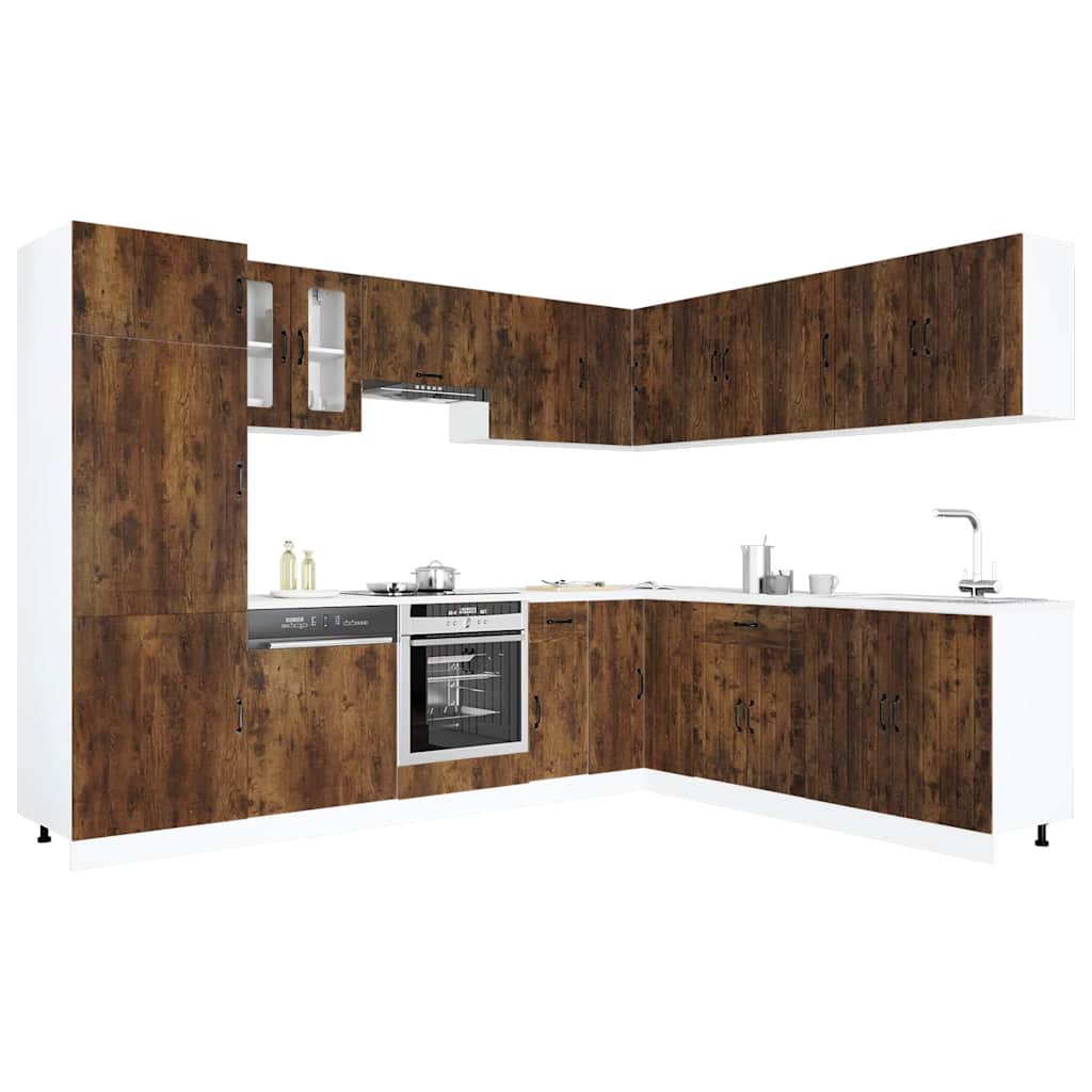 14 Piece Kitchen Cabinet Set Lucca Smoked Oak Engineered Wood