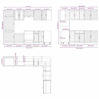 14 Piece Kitchen Cabinet Set Lucca Grey Sonoma Engineered Wood