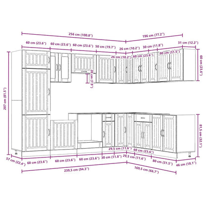 14 Piece Kitchen Cabinet Set Lucca Artisan Oak Engineered Wood