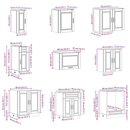 14 Piece Kitchen Cabinet Set Porto White Engineered Wood