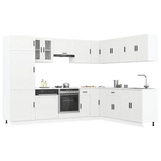 14 Piece Kitchen Cabinet Set Porto White Engineered Wood