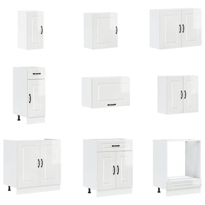 14 Piece Kitchen Cabinet Set Porto Gloss White Engineered Wood