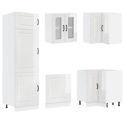 14 Piece Kitchen Cabinet Set Porto Gloss White Engineered Wood