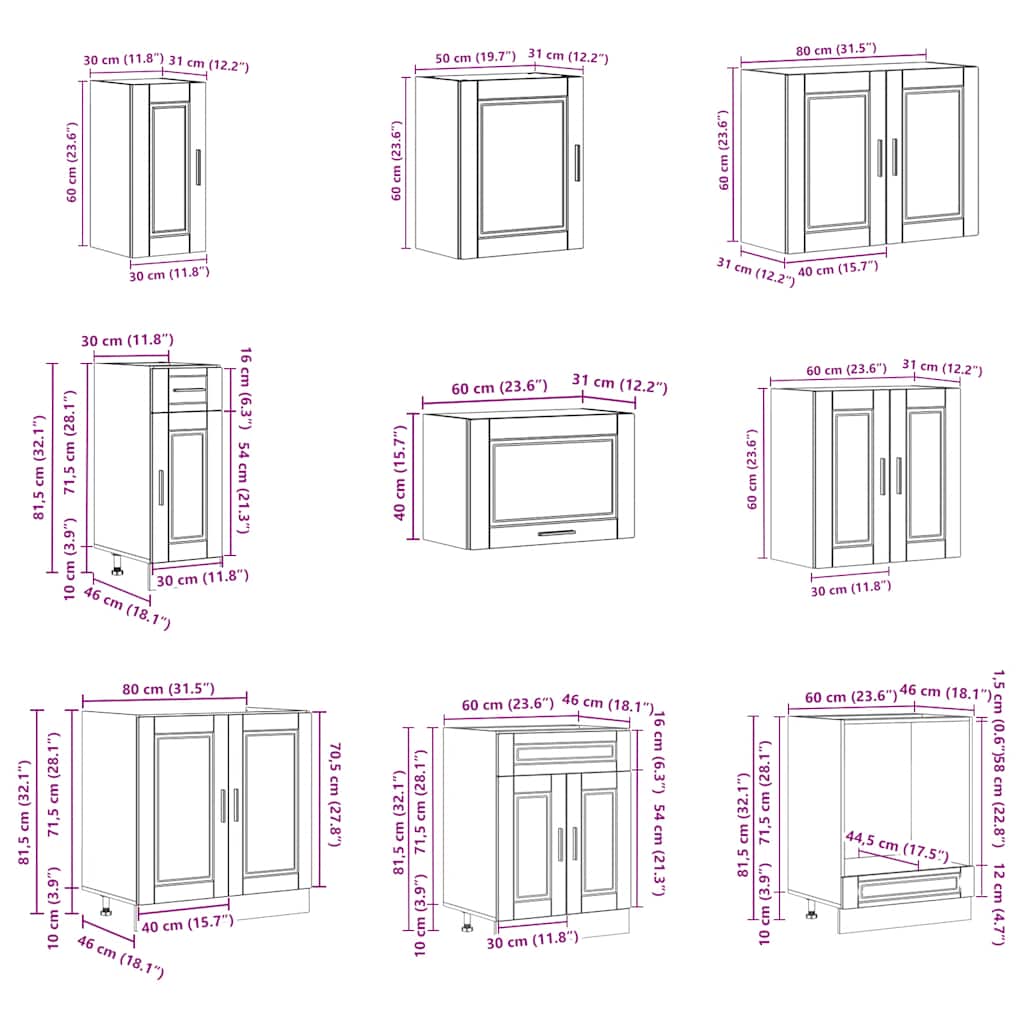 14 Piece Kitchen Cabinet Set Porto Gloss White Engineered Wood