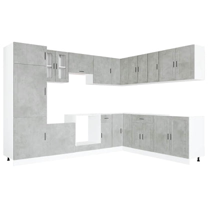 14 Piece Kitchen Cabinet Set Porto Concrete Grey Engineered Wood