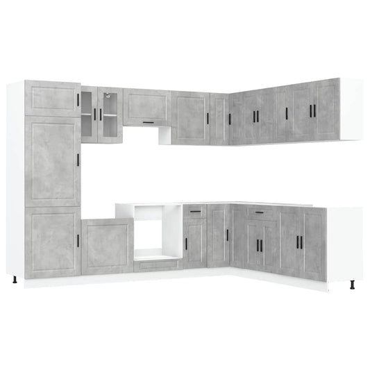 14 Piece Kitchen Cabinet Set Porto Concrete Grey Engineered Wood