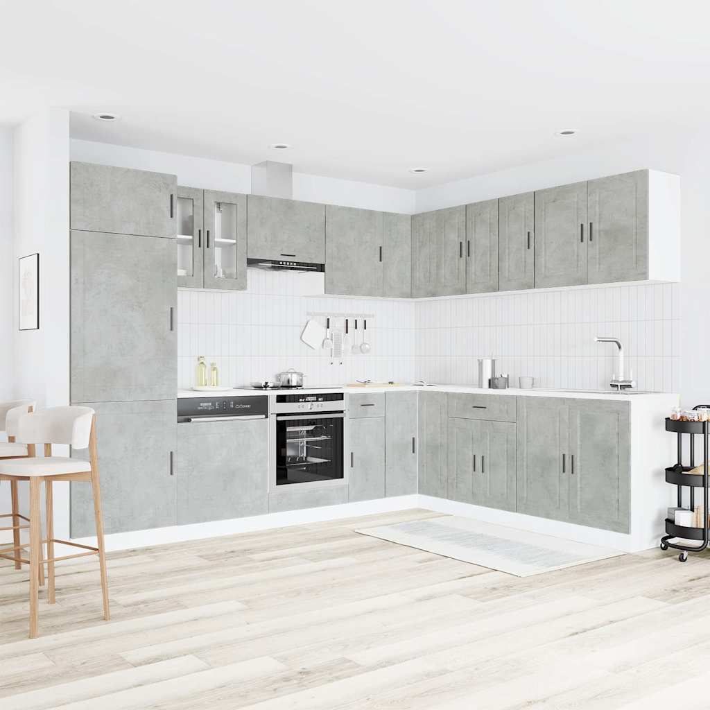 14 Piece Kitchen Cabinet Set Porto Concrete Grey Engineered Wood