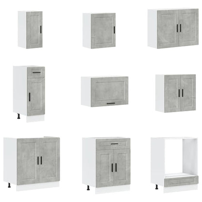 14 Piece Kitchen Cabinet Set Porto Concrete Grey Engineered Wood