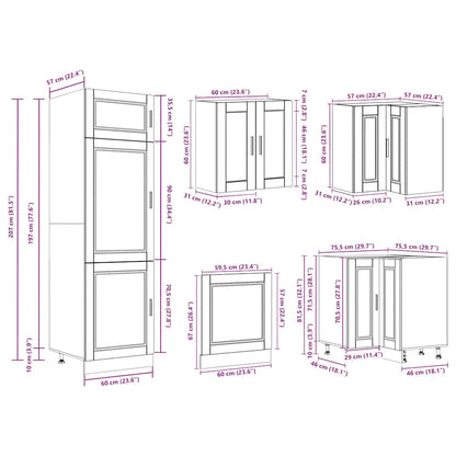 14 Piece Kitchen Cabinet Set Porto Concrete Grey Engineered Wood