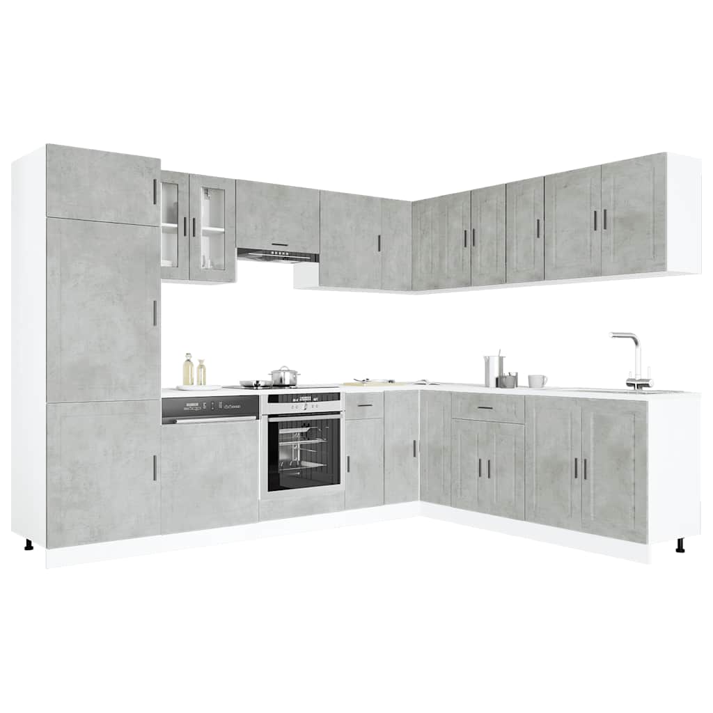 14 Piece Kitchen Cabinet Set Porto Concrete Grey Engineered Wood