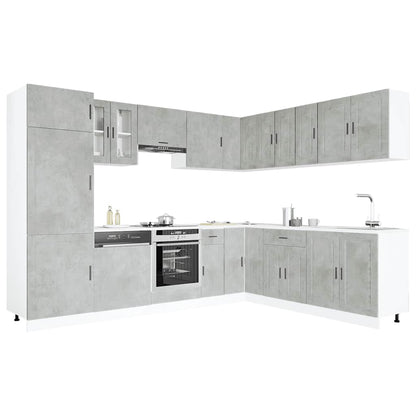 14 Piece Kitchen Cabinet Set Porto Concrete Grey Engineered Wood