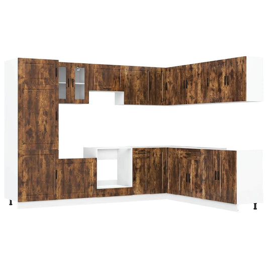 14 Piece Kitchen Cabinet Set Porto Smoked Oak Engineered Wood