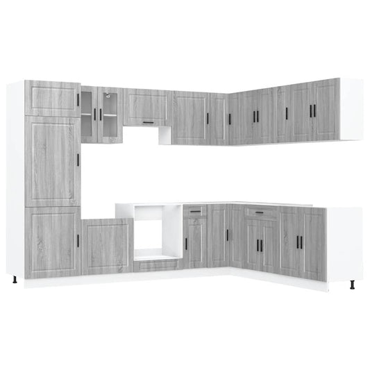 14 Piece Kitchen Cabinet Set Porto Grey Sonoma Engineered Wood