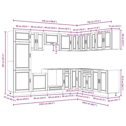 14 Piece Kitchen Cabinet Set Porto Grey Sonoma Engineered Wood