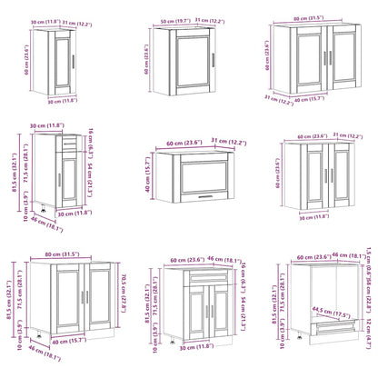 14 Piece Kitchen Cabinet Set Porto Grey Sonoma Engineered Wood