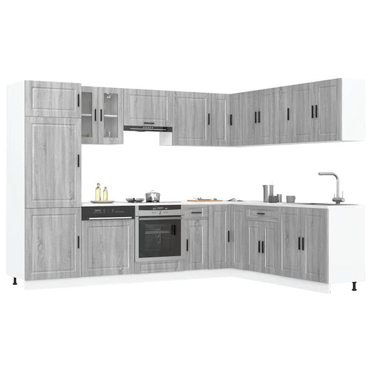 14 Piece Kitchen Cabinet Set Porto Grey Sonoma Engineered Wood