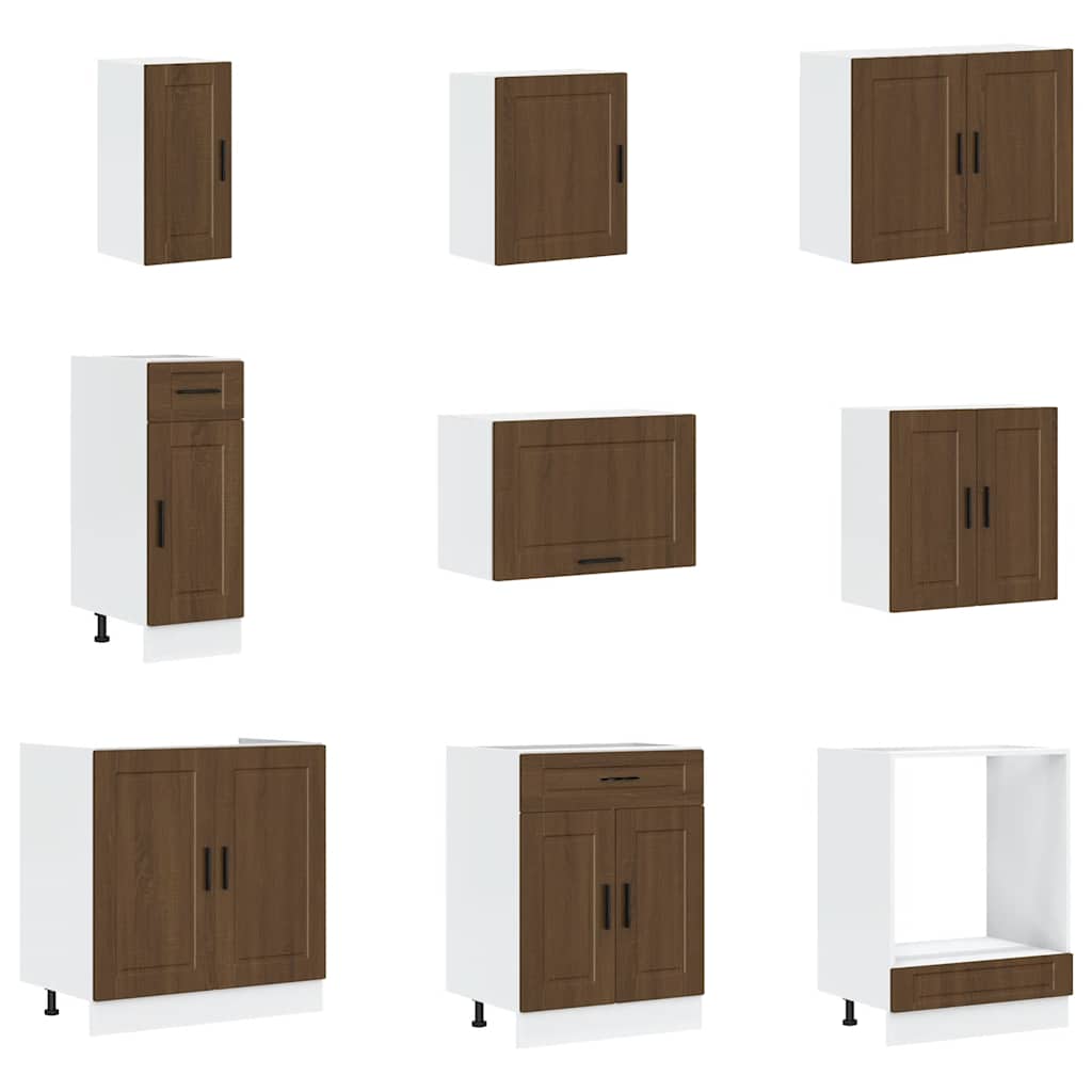 14 Piece Kitchen Cabinet Set Porto Brown Oak Engineered Wood