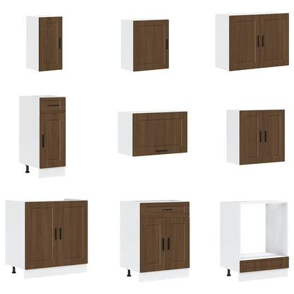14 Piece Kitchen Cabinet Set Porto Brown Oak Engineered Wood