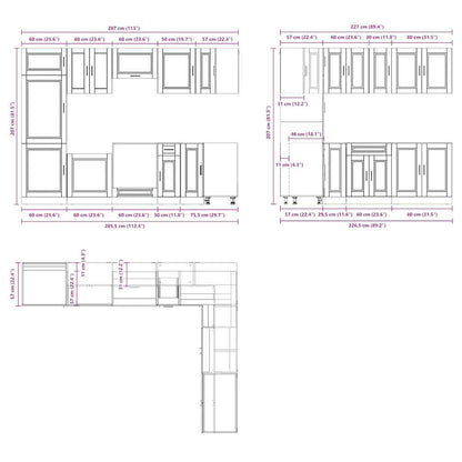 14 Piece Kitchen Cabinet Set Porto Brown Oak Engineered Wood