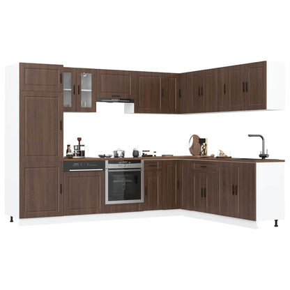 14 Piece Kitchen Cabinet Set Porto Brown Oak Engineered Wood