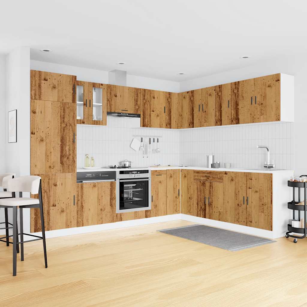 14 Piece Kitchen Cabinet Set Porto Old Wood Engineered Wood