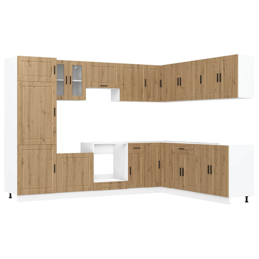 14 Piece Kitchen Cabinet Set Porto Artisan Oak Engineered Wood