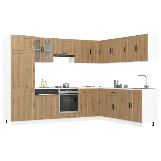 14 Piece Kitchen Cabinet Set Porto Artisan Oak Engineered Wood