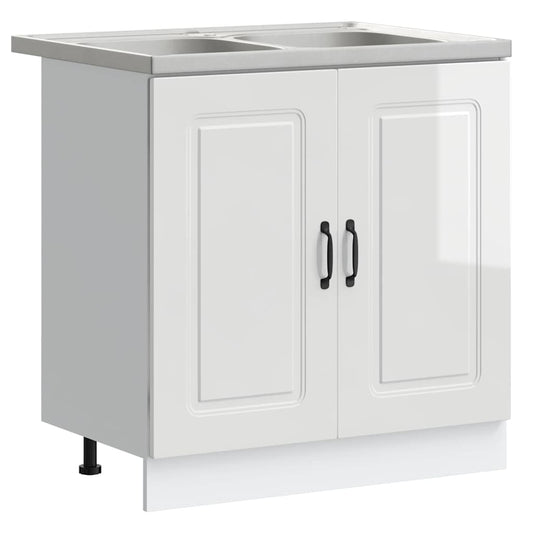 Kitchen Cabinet Kalmar Glossy White 80 x 46 x 81.5 cm