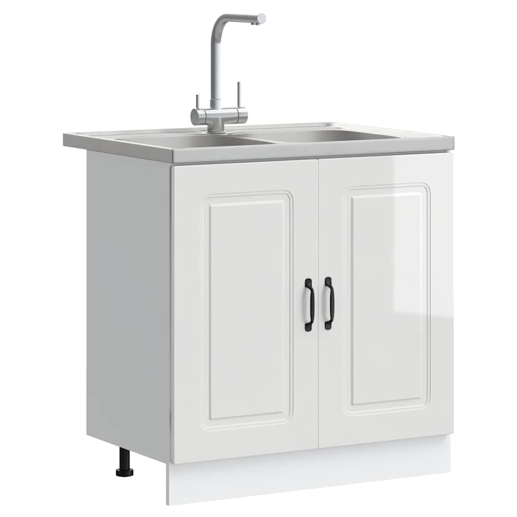 Kitchen Cabinet with Door Kalmar Glossy White 80 x 46 x 81.5 cm