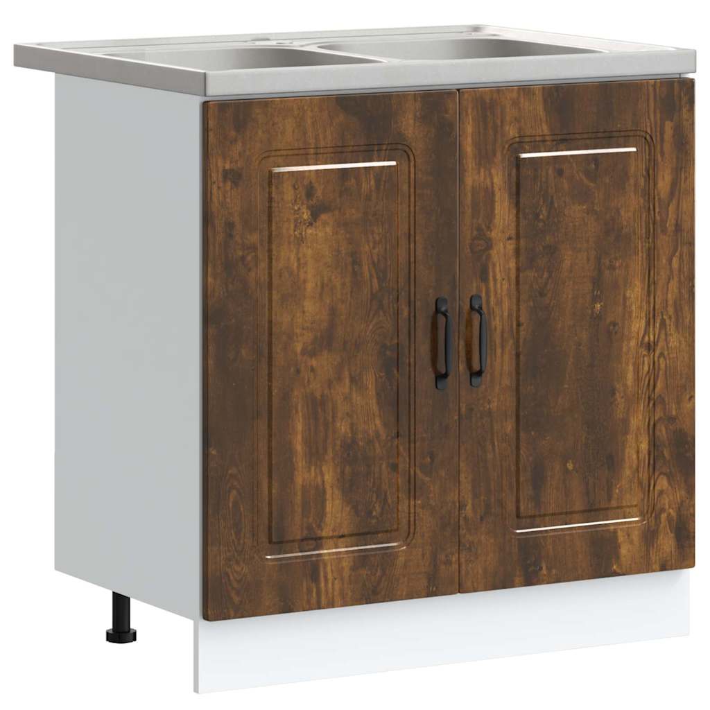 Kitchen Cabinet with Door Kalmar 2 pcs Brown 80 x 46 x 81.5 cm